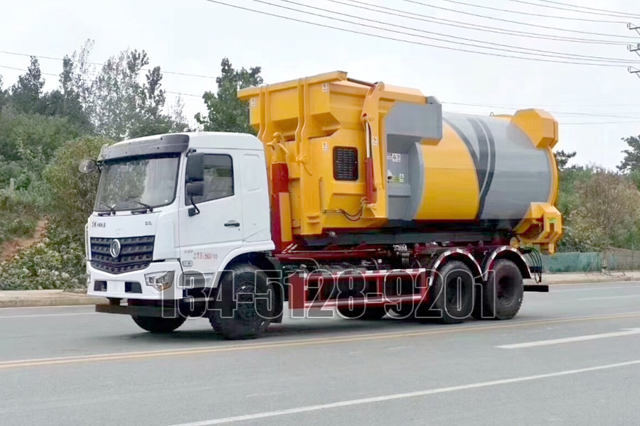 國(guó)六東風天龍車廂可卸式垃圾車