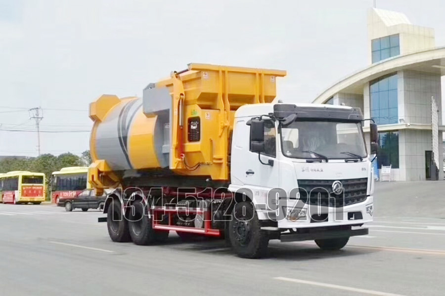 國(guó)六東風天龍車廂可卸式垃圾車