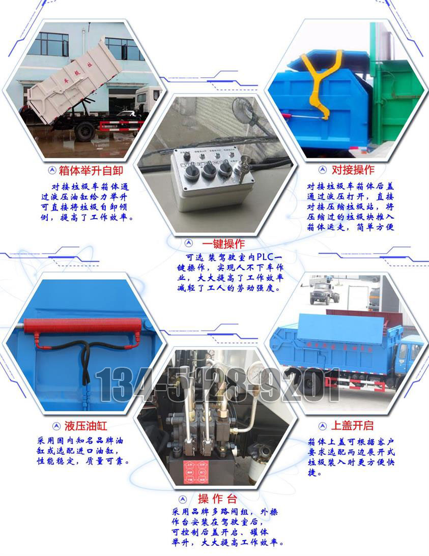 凱馬2噸藍牌對(duì)接式垃圾車詳細配置一覽